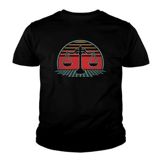 Scales Of Justice Lawyer Attorney Retro 80S Style Judge Gift Youth T-shirt | Mazezy