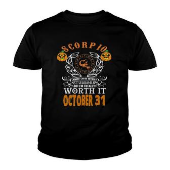 Scorpio October 31 Zodiac Sing Birthday Halloween Youth T-shirt | Mazezy