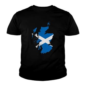 Scotland Map St Andrew's Cross Youth T-shirt | Mazezy
