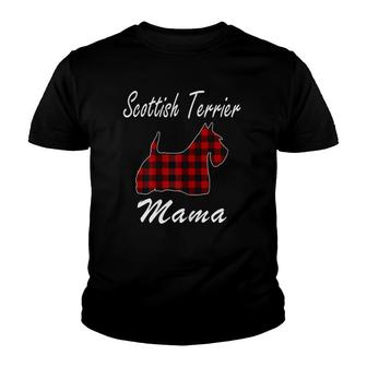 Scottish Terrier Gift, Scottish Terrier Mama Plaid Youth T-shirt | Mazezy