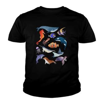Sea Animals Funny Ocean Marine Creatures Gifts Youth T-shirt | Mazezy