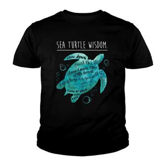 Sea Turtle Lovers Hawaiian Honu Wisdom Slow Down And Breathe Youth T-shirt - Thegiftio UK