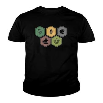 Settlers Board Game Inspired Minimalist Hex Design Youth T-shirt | Mazezy