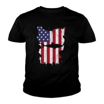 Shark Usa Flag America 4Th Of July Murica Gift Vintage Youth T-shirt | Mazezy