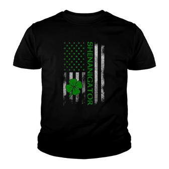 Shenanigator St Patrick's Day Irish American Flag Vintage Youth T-shirt | Mazezy