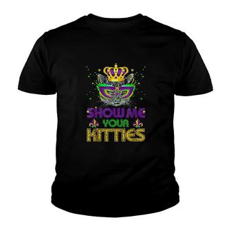 Show Me Your Kitties Mardi Gras Naughty Mardi Gras Youth T-shirt - Thegiftio UK