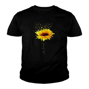 Sign Language Be Kind Asl I Love You Hand Gesture Sunflower Youth T-shirt | Mazezy