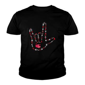 Sign Language Lover Deaf Asl I Love You Hand Gesture Heart Youth T-shirt | Mazezy
