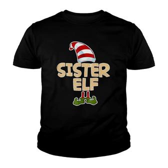 Sister Elf Funny Merry Christmas Costume Gif Youth T-shirt | Mazezy