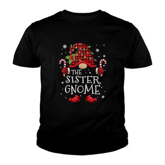 Sister Gnome Buffalo Plaid Christmas Tree Family Xmas Youth T-shirt | Mazezy