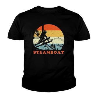Ski Steamboat, Colorado Vintage Snow Skiing Vacation Gift Youth T-shirt | Mazezy