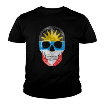 Skull Flag Of Antigua And Barbuda Youth T-shirt | Mazezy