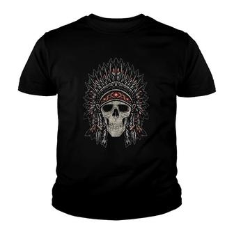 Skull Headdress Native Pride Indigenous Native American Youth T-shirt | Mazezy
