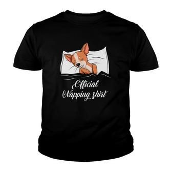 Sleeping Chihuahua Pyjamas Dog Lover Gift Official Napping Youth T-shirt | Mazezy