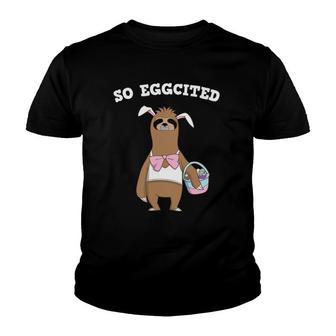 Sloth Easter Bunny Lazy Rabbit Easter Egg Hunt Youth T-shirt | Mazezy