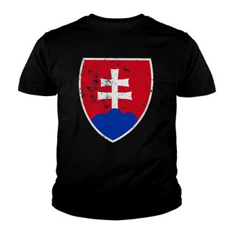 Slovakia Flag Crest Slovakian Retro Youth T-shirt | Mazezy
