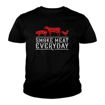 Smoke Meat Everyday Barbecue Grilling Bbq Smoker Dad Gift Youth T-shirt | Mazezy