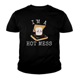 Smores Funny Campfire I'm A Hot Mess Cute Camper Youth T-shirt | Mazezy