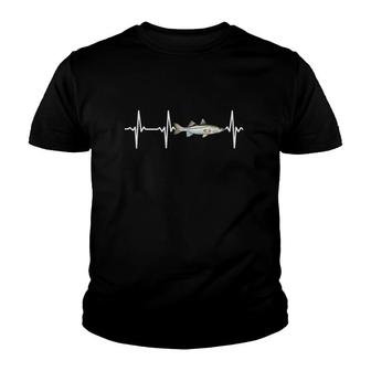 Snook Heartbeat For Saltwater Fish Fishing Lovers Youth T-shirt | Mazezy