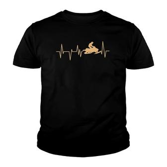 Snowmobiling Heartbeat Ecg Winter Snowmobile Rider Gifts Youth T-shirt | Mazezy