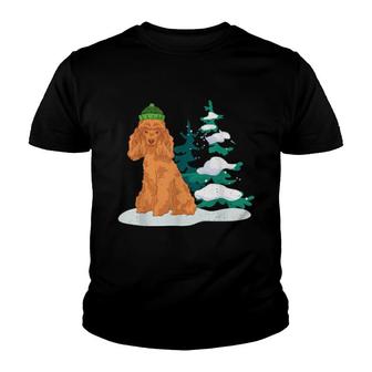 Snowy Dog Cute Pet Animal Dog Owner Winter Poodle Youth T-shirt | Mazezy