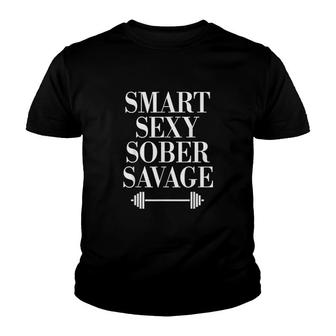 Sober Savage Sobriety Addiction Recovery V2 Youth T-shirt - Thegiftio UK