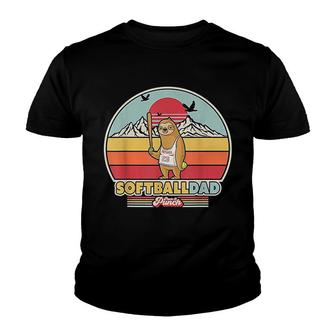 Softball Dad Retro Style Sloth Youth T-shirt | Mazezy