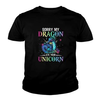 Sorry My Dragon Ate Your Unicorn V2 Youth T-shirt - Thegiftio UK