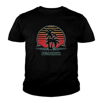 South Carolina Retro Palm Tree Beach 80S Style Youth T-shirt | Mazezy AU