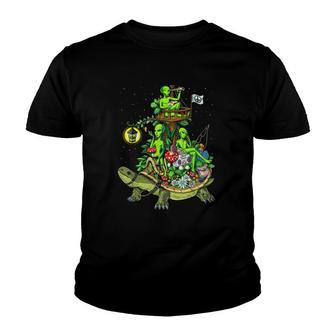 Space Aliens Hippie Riding Turtle Psychedelic Ufo Cosmic Youth T-shirt | Mazezy