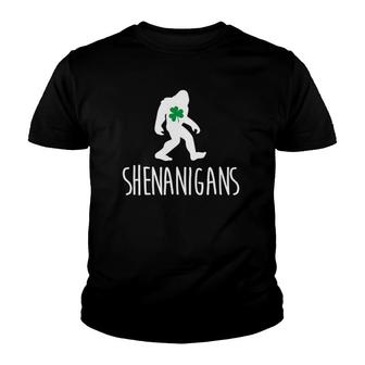 St Patrick's Day Bigfoot Shenanigans Sasquatch Gift Youth T-shirt | Mazezy