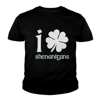 St Patricks Day I Love Shenanigans Youth T-shirt - Thegiftio UK