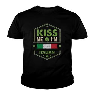 St Patricks Day Irish Kiss Me Im Italian Vintage Youth T-shirt - Thegiftio UK