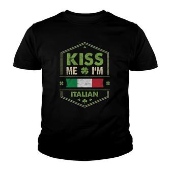 St Patricks Day Irish Kiss Me Im Italian Vintage Youth T-shirt - Thegiftio