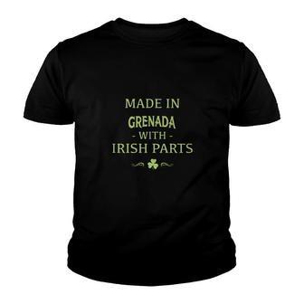 St Patricks Day Shamrock Made In Grenada With Irish Parts Country Love Proud Nationality Youth T-shirt - Thegiftio
