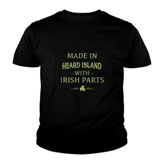 St Patricks Day Shamrock Made In Heard Island With Irish Parts Country Love Proud Nationality Youth T-shirt | Mazezy