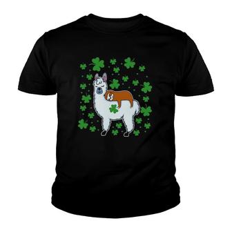 St Patrick's Pajamas Leprechaun Sloth Riding Llama Youth T-shirt | Mazezy