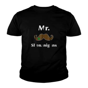 St Patricks Shenanigans Mr Moustache Youth T-shirt - Thegiftio UK