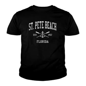 St Pete Beach Fl Vintage Crossed Oars & Boat Anchor Sports Youth T-shirt | Mazezy