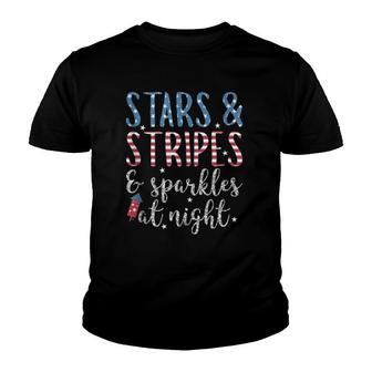 Stars & Stripes Sparkles At Night Patriotic July 4Th Youth T-shirt | Mazezy