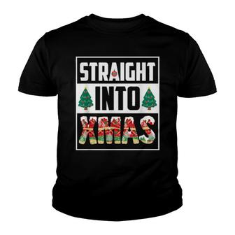 Straight Into Xmas Glitter Christmas Youth T-shirt | Mazezy