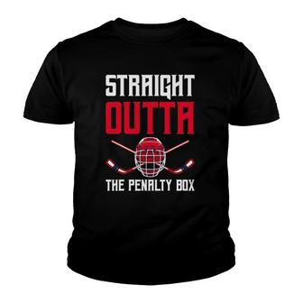 Straight Outta The Penalty Box Funny Goal Keeper Ice Hockey Youth T-shirt | Mazezy