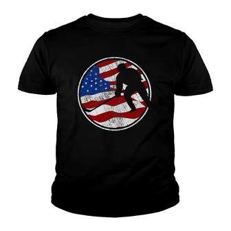 Street Hockey American Flag - Vintage Street Hockey Youth T-shirt | Mazezy