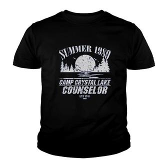 Summer 1980 Camp Crystal Lake Counselor Youth T-shirt | Mazezy