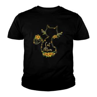 Sunflower Cat Mom Mothers Day Gift Youth T-shirt - Thegiftio UK