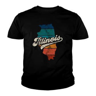Sunset Vintage Retro Illinois Home State Il 70S 80S Style Youth T-shirt | Mazezy