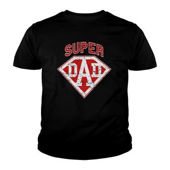 Super Dad Superhero Daddy Tee Funny Father's Day Outfit Youth T-shirt | Mazezy