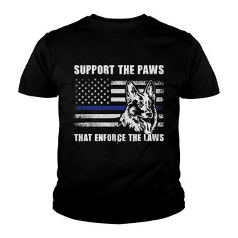 Support The Paws That Enforce The Laws - Blue Line K9 Police Youth T-shirt - Thegiftio UK