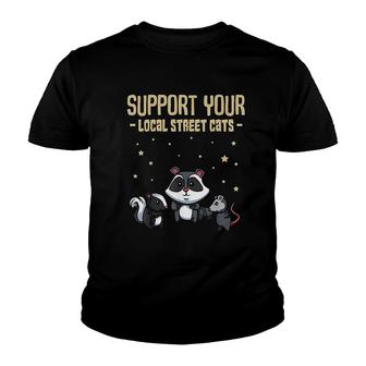 Support Your Local Street Cats Racoon Youth T-shirt | Mazezy