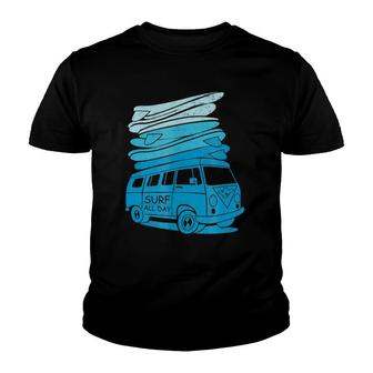 Surf All Day Vintage Style Graphic Youth T-shirt | Mazezy